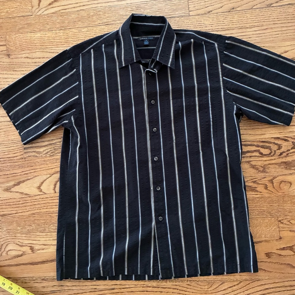 Van Heusen Black and White Striped Casual Shirt